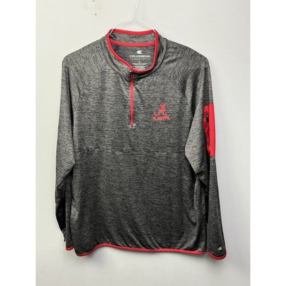 Alabama Crimson Tide 1/4 Zip Jacket Men's Large Colosseum NCAA College Red Gray
